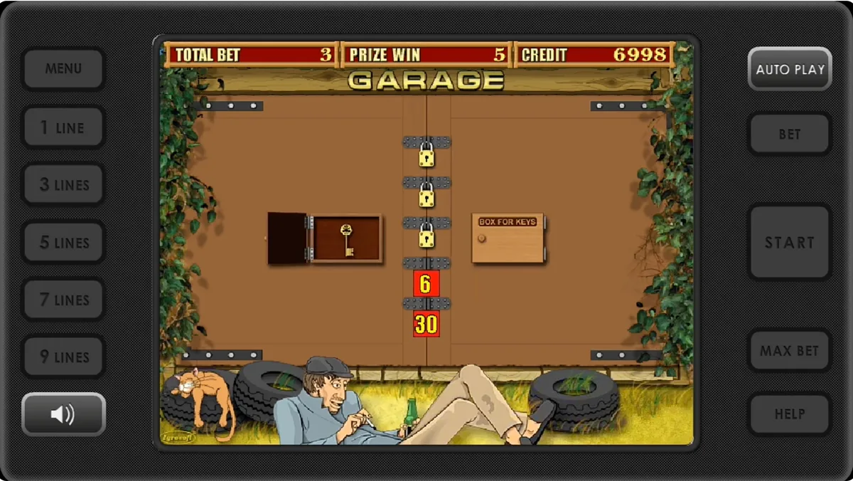 Bonus de candados en Garage slot Llave encontrada en el bonus de Garage — mecánica de candados para desbloquear premios
